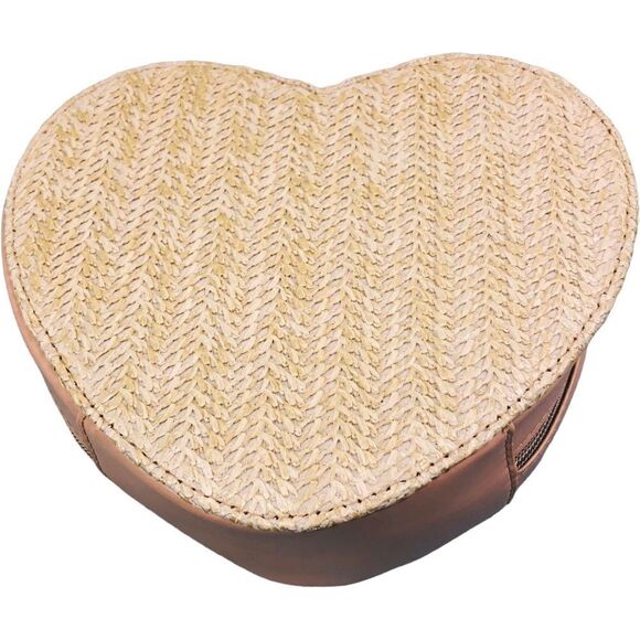 Straw Heart Cream Crossbody Shoulder Bag - Picture 10 of 15